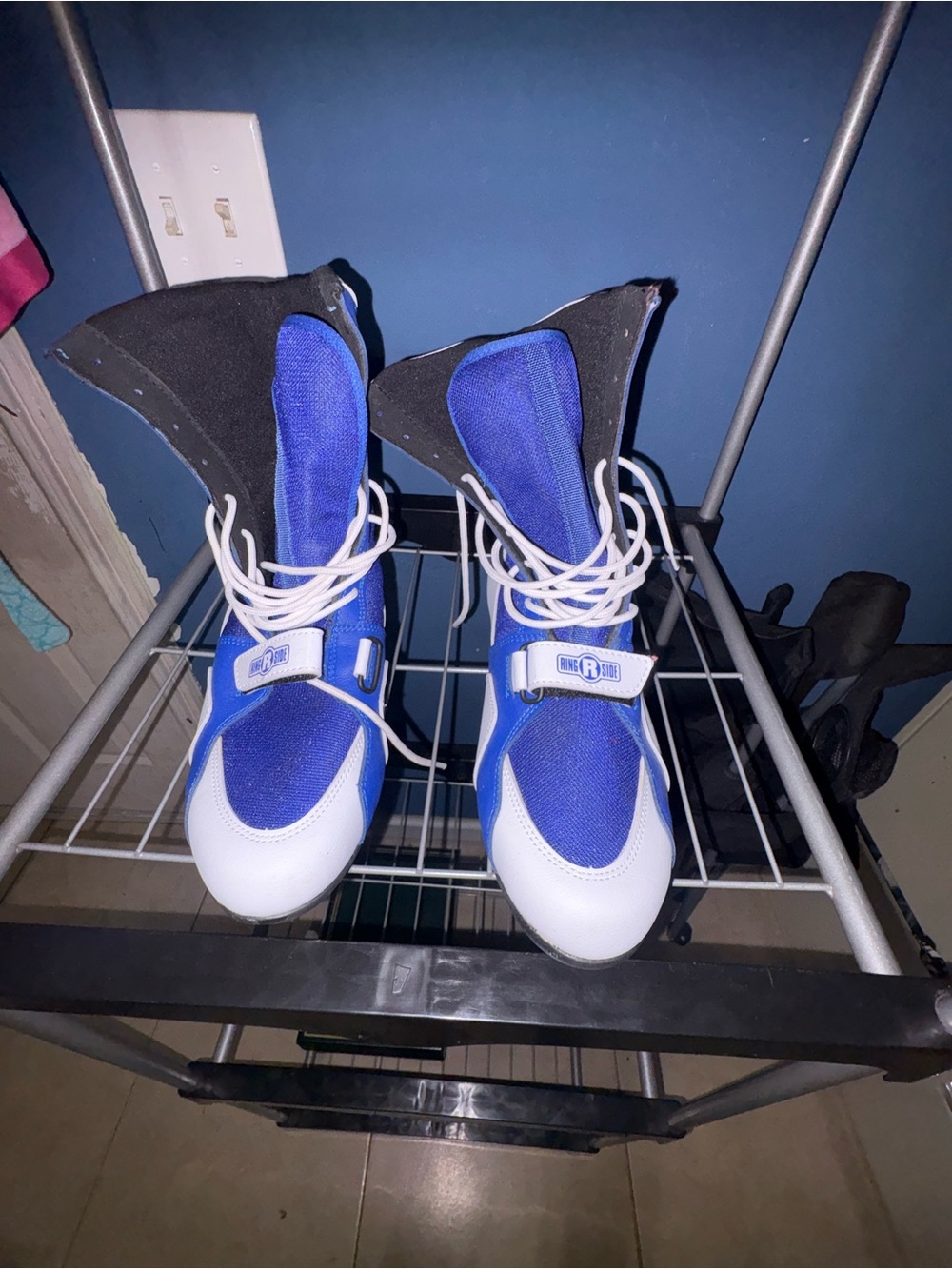 Ring side Apex boxing shoes Men’s High-Top Sneakers in Blue and White